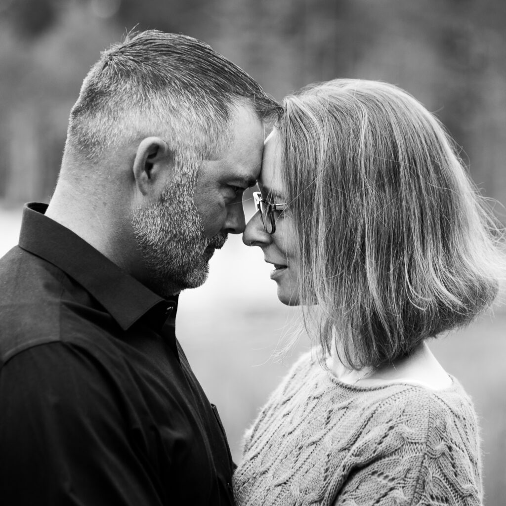 Candid family portrait outdoors in Boulder CO